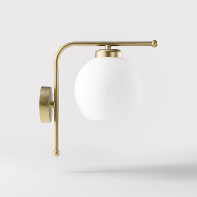 Brass wall lamp with frosted glass globe, retro style for elegant interiors - Finish: OBV Bronze Satin Light Brass