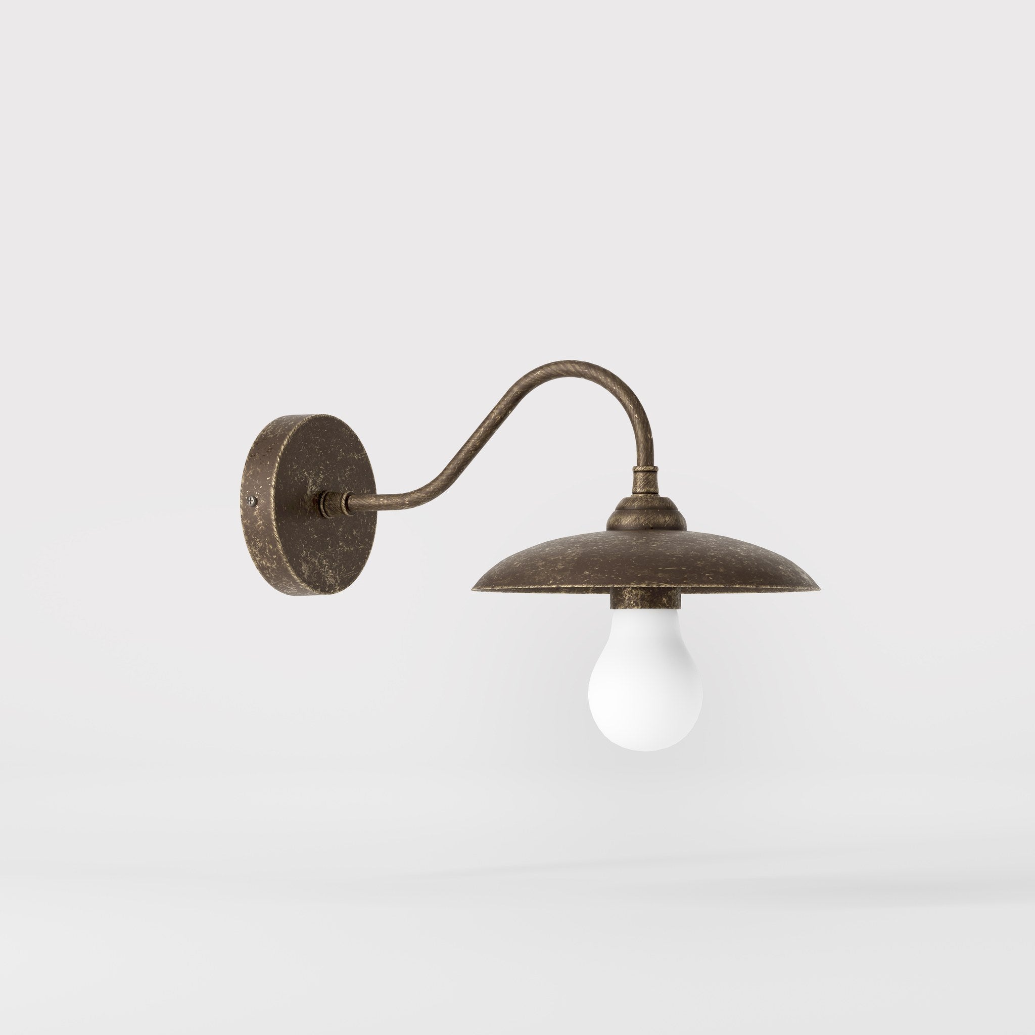 Vintage brass wall lamp with curved arm, ideal for sophisticated interiors by Ghidini 1849 - Finish: OAS Antique Brass