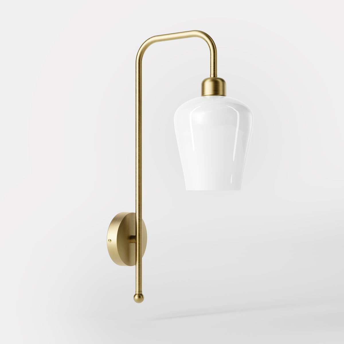Vintage Brass And White Glass Wall Lamp Talis - OBV Bronze Satin Light Brass