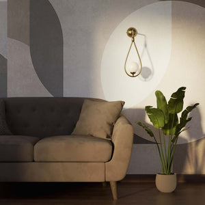 Art Deco teardrop wall sconce in brass with glossy white glass sphere, elegant and refined design for decorative wall lighting by Ghidini 1849 - Finish: OBS Bronze Satin Brass