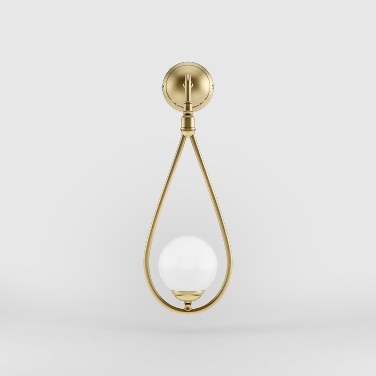 Art Deco Teardrop Wall Sconce With Glass Sphere Iside - OBV Bronze Satin Light Brass