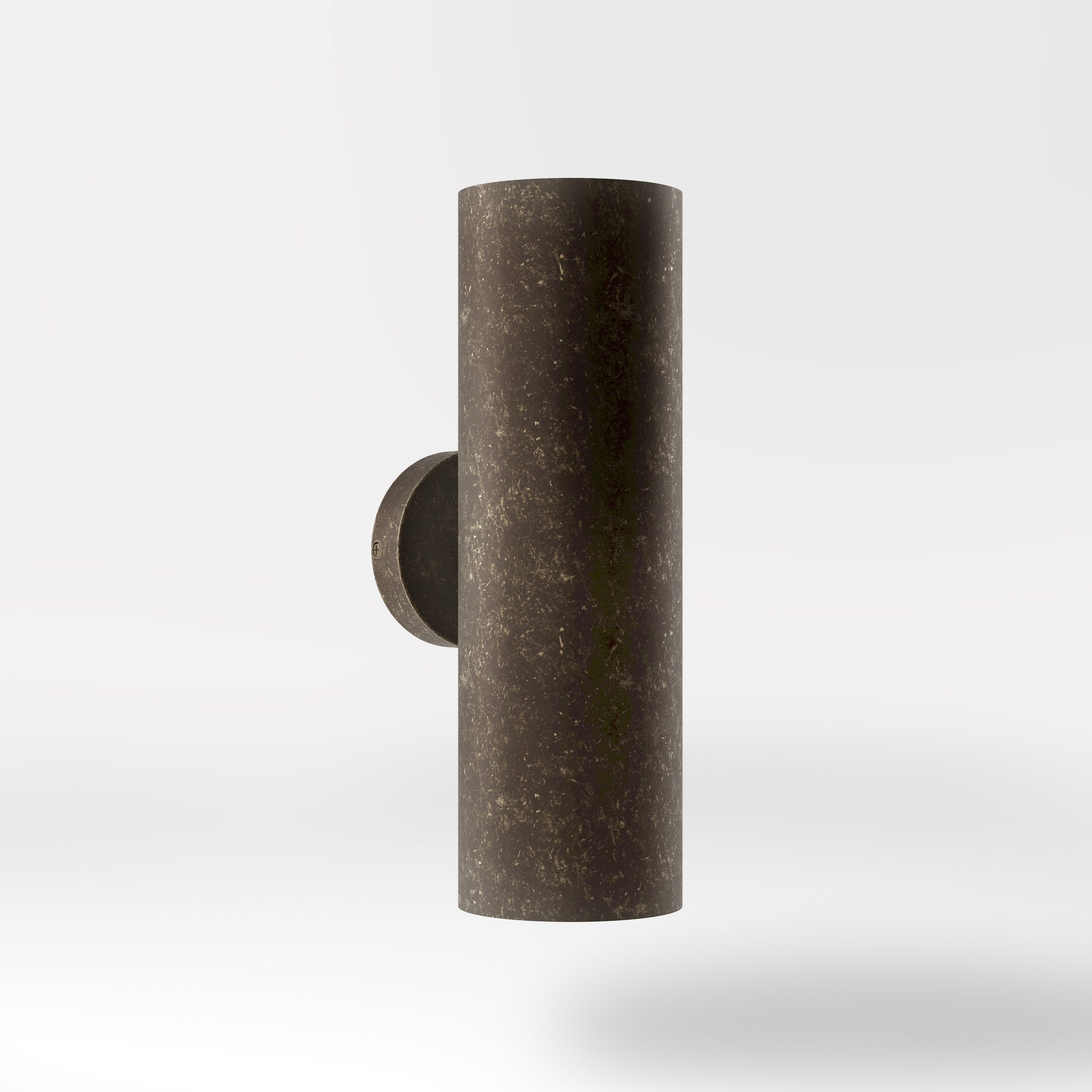 Cylindrical brass wall lamp with up and down light, modern minimalist design by Ghidini 1849 - Finish: OAS Antique Brass