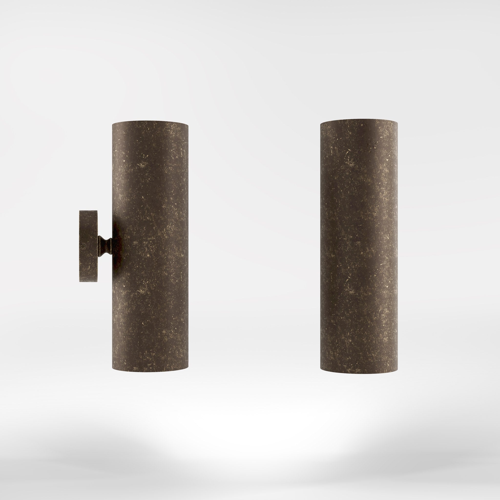 Cylindrical brass wall lamp with up and down light, modern minimalist design by Ghidini 1849 - Finish: OAS Antique Brass