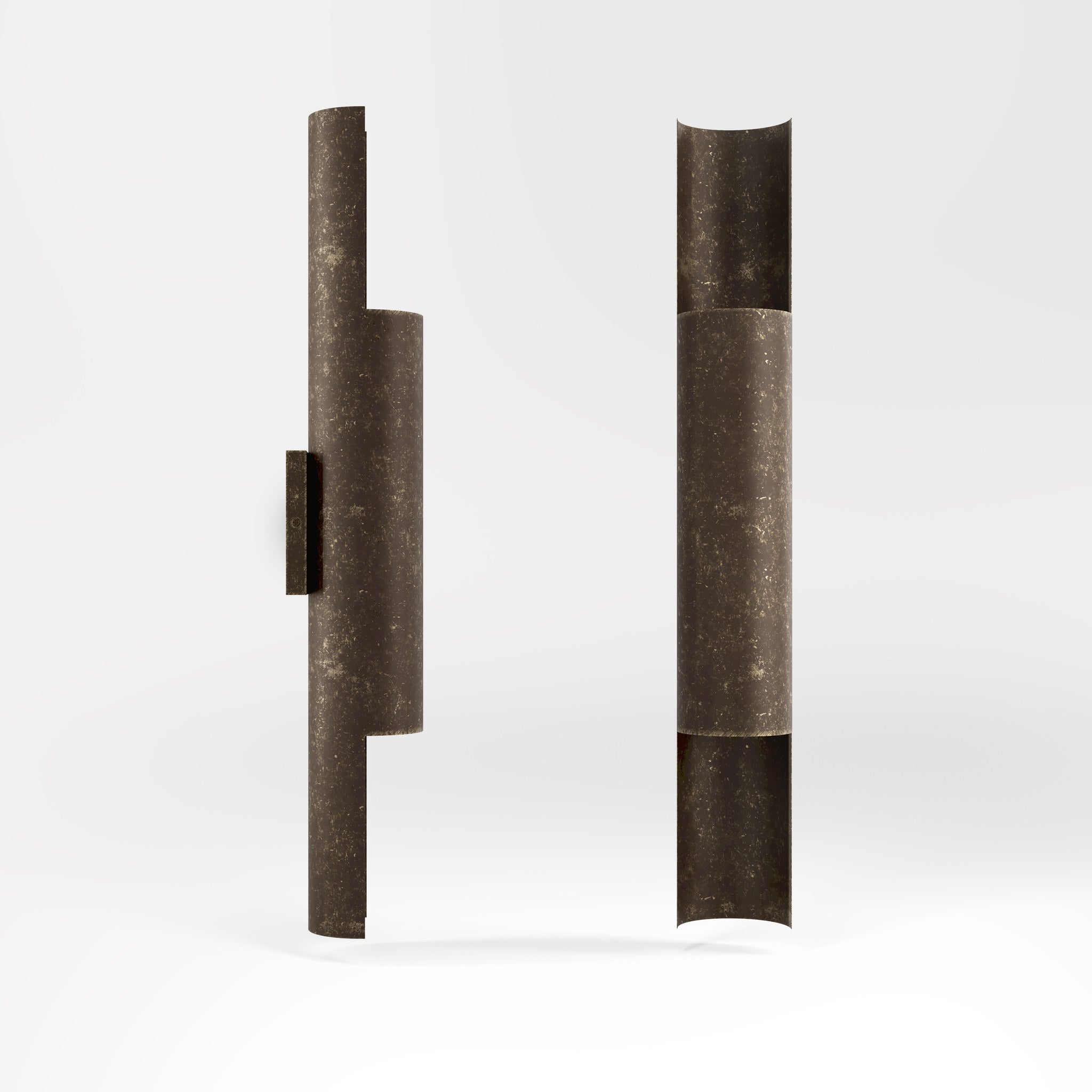 Contemporary brass wall lamp with tubular design, emits light upwards and downwards, ideal for modern spaces by Ghidini 1849 - Finish: OAS Antique Brass