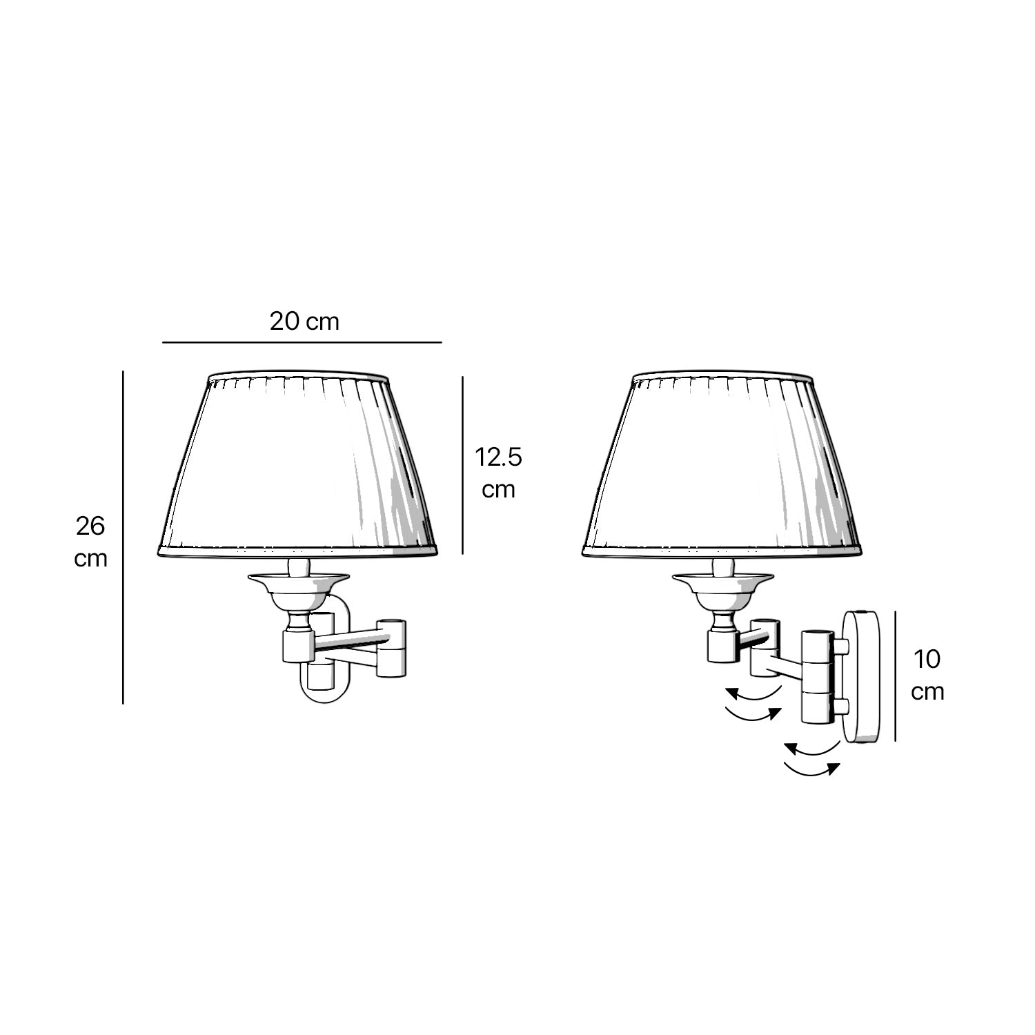 Bedside Swing Arm Wall Lights Gloss Brass Elegant by Ghidini 1849