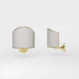 Brass wall lamp with ivory fabric shade, embroidered edge, classic design, Made in Italy by Ghidini 1849 - Finish: OLV Polished Brass