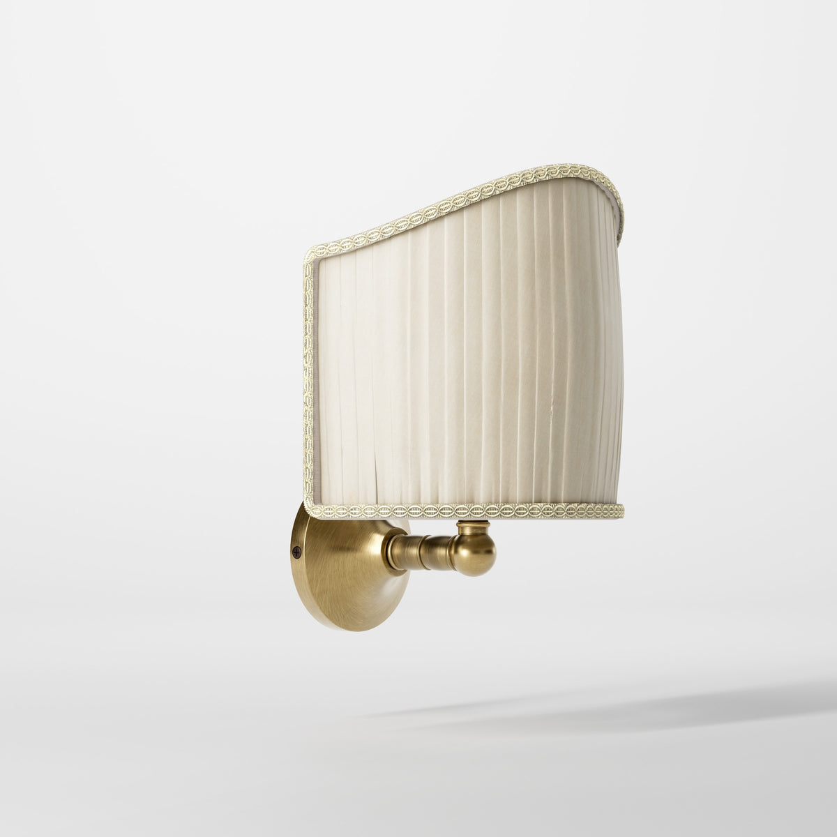 Classic Wall Lamp with Ivory Fabric Lampshade - OBS Bronze Satin Brass