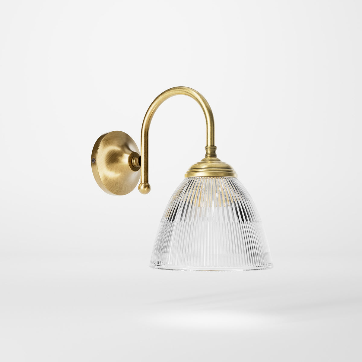 Wandlampe Aus Messing Mit Geriffeltem Glasschirm - OBS Satin Bronze