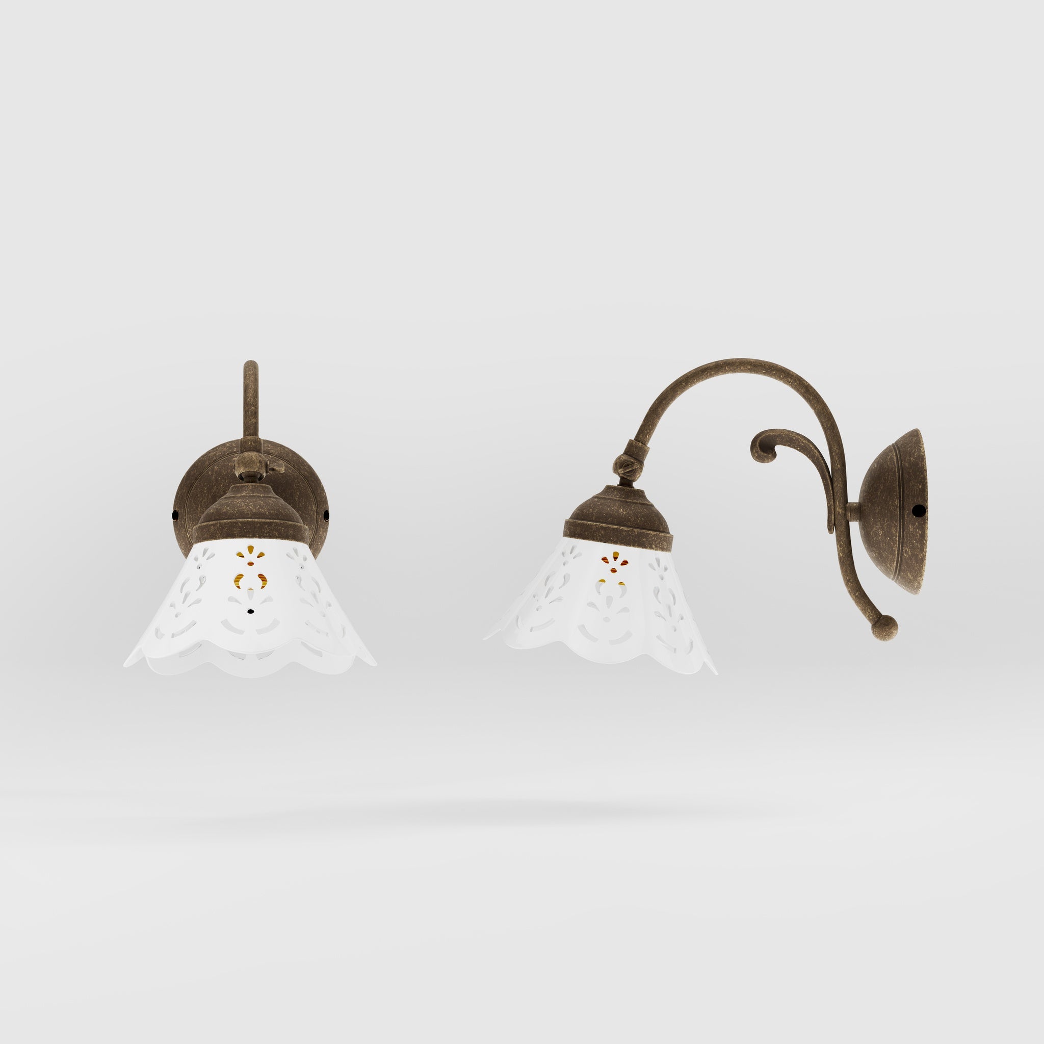 Brass wall lamp with ceramic shade, classic style Zefira by Ghidini 1849 - Finish: OAS Antique Brass