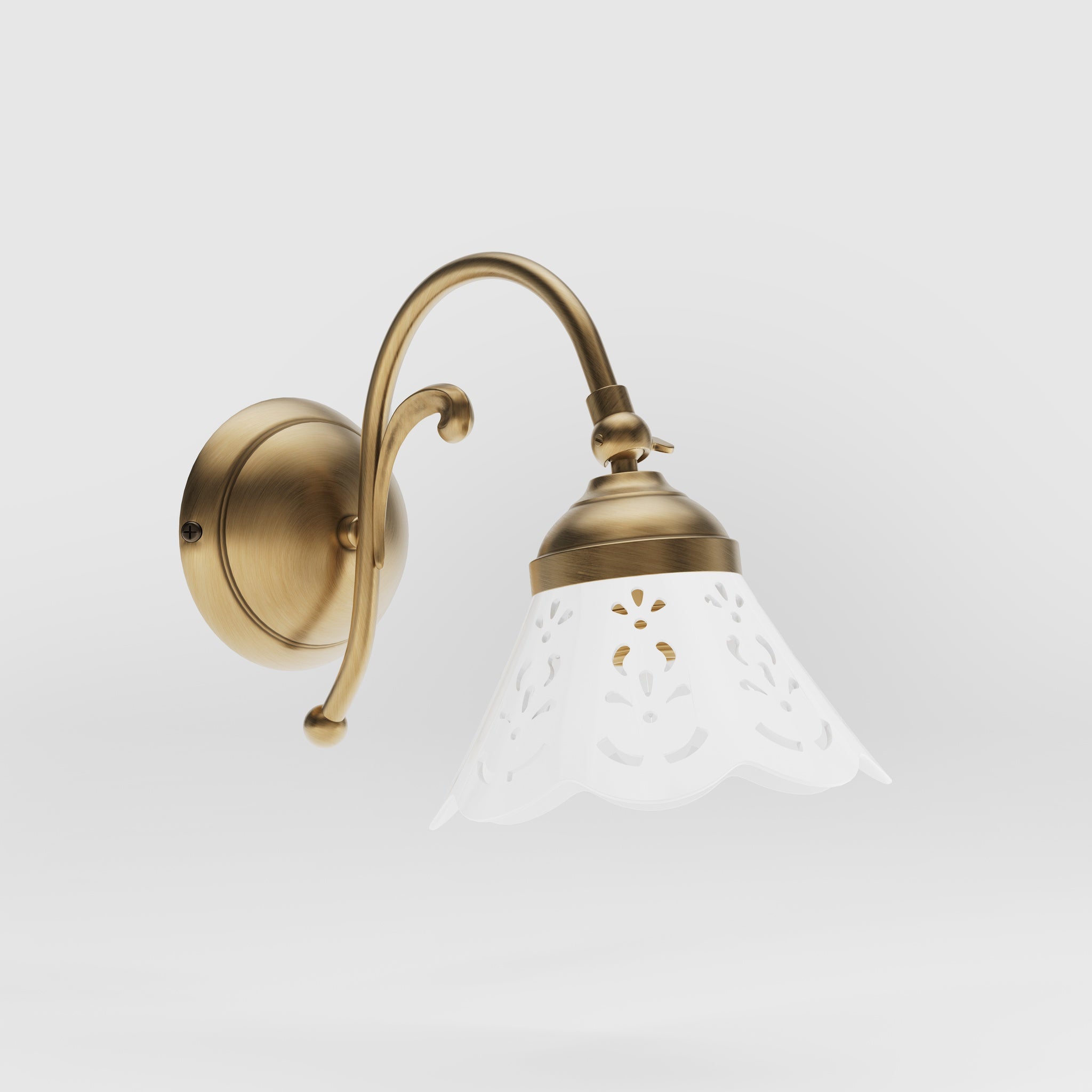 Brass wall lamp with ceramic shade, classic style Zefira by Ghidini 1849 - Finish: OBS Bronze Satin Brass