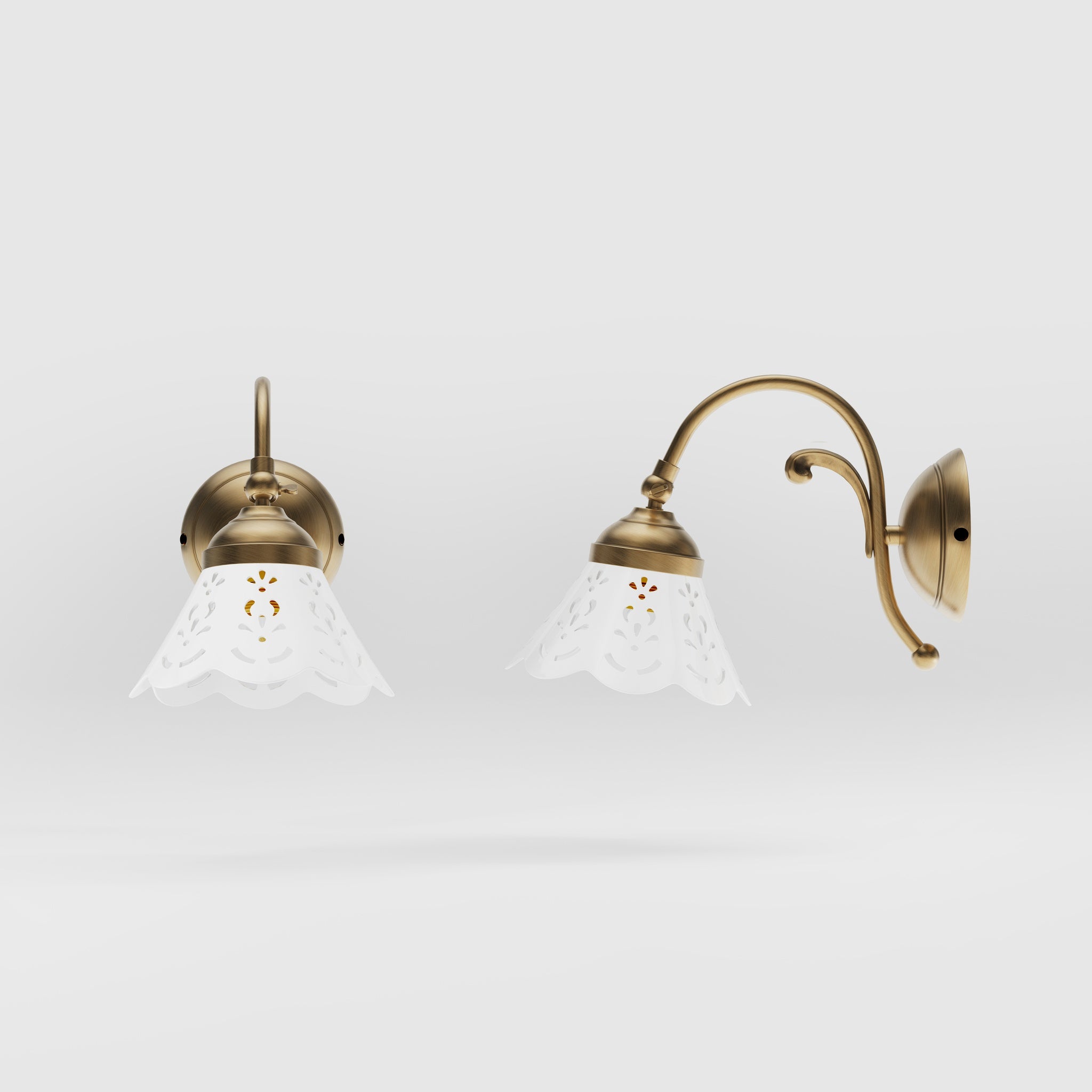 Brass wall lamp with ceramic shade, classic style Zefira by Ghidini 1849 - Finish: OBS Bronze Satin Brass