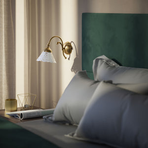 Brass wall lamp with ceramic shade, classic style Zefira by Ghidini 1849 - Finish: OBS Bronze Satin Brass