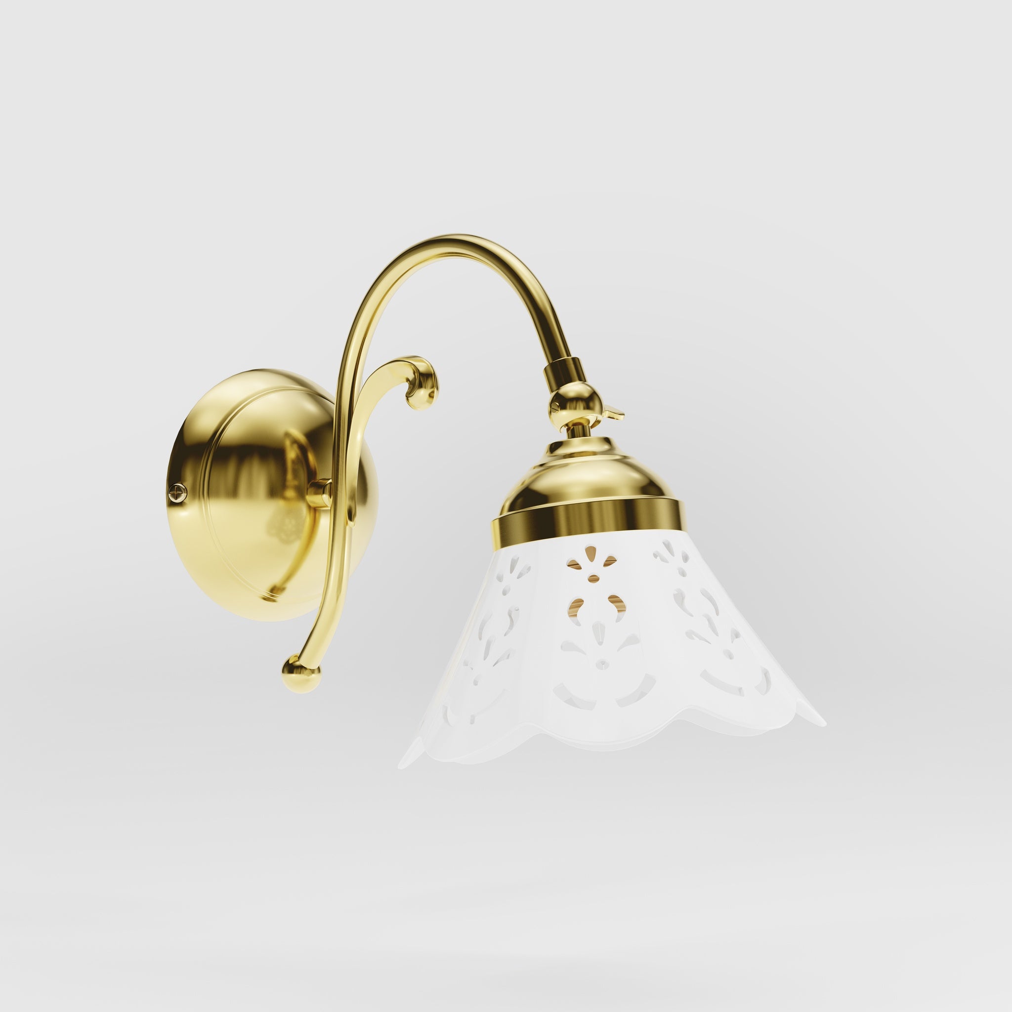 Brass wall lamp with ceramic shade, classic style Zefira by Ghidini 1849 - Finish: OLV Polished Brass