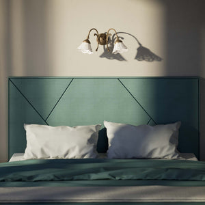 Brass wall lamp with two decorative ceramic shades, classic style Zefira by Ghidini 1849 - Finish: OAS Antique Brass