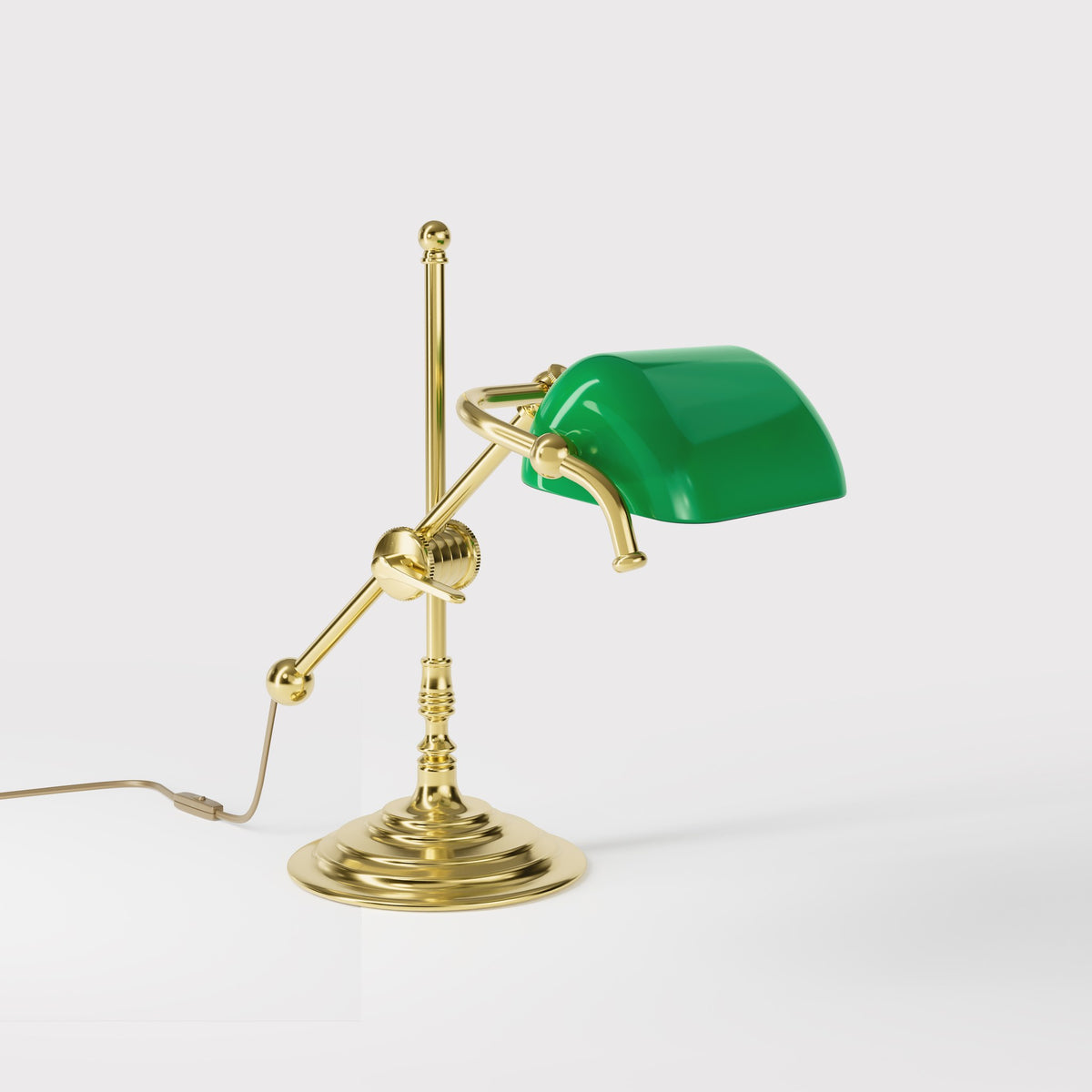 Lampada da Tavolo Regolabile Mini Paralume Verde - OLV Ottone Lucido