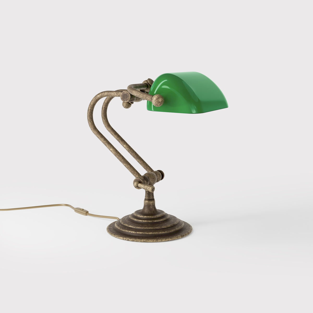 Mini Banker's Lamp With Green Glass Shade - OAS Antique Brass