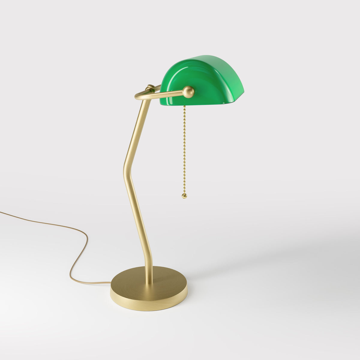 Lampe de Table Moderne Essential Abat-jour Vert - OBV Bronze Laiton Clair Satiné