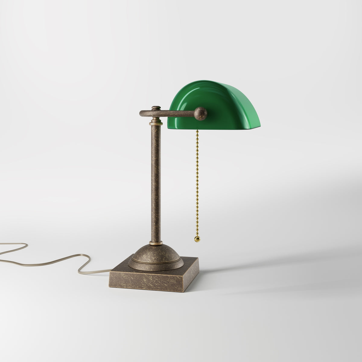 Lampada Ministeriale Vintage In Ottone E Vetro Verde - OAS Ottone Anticato