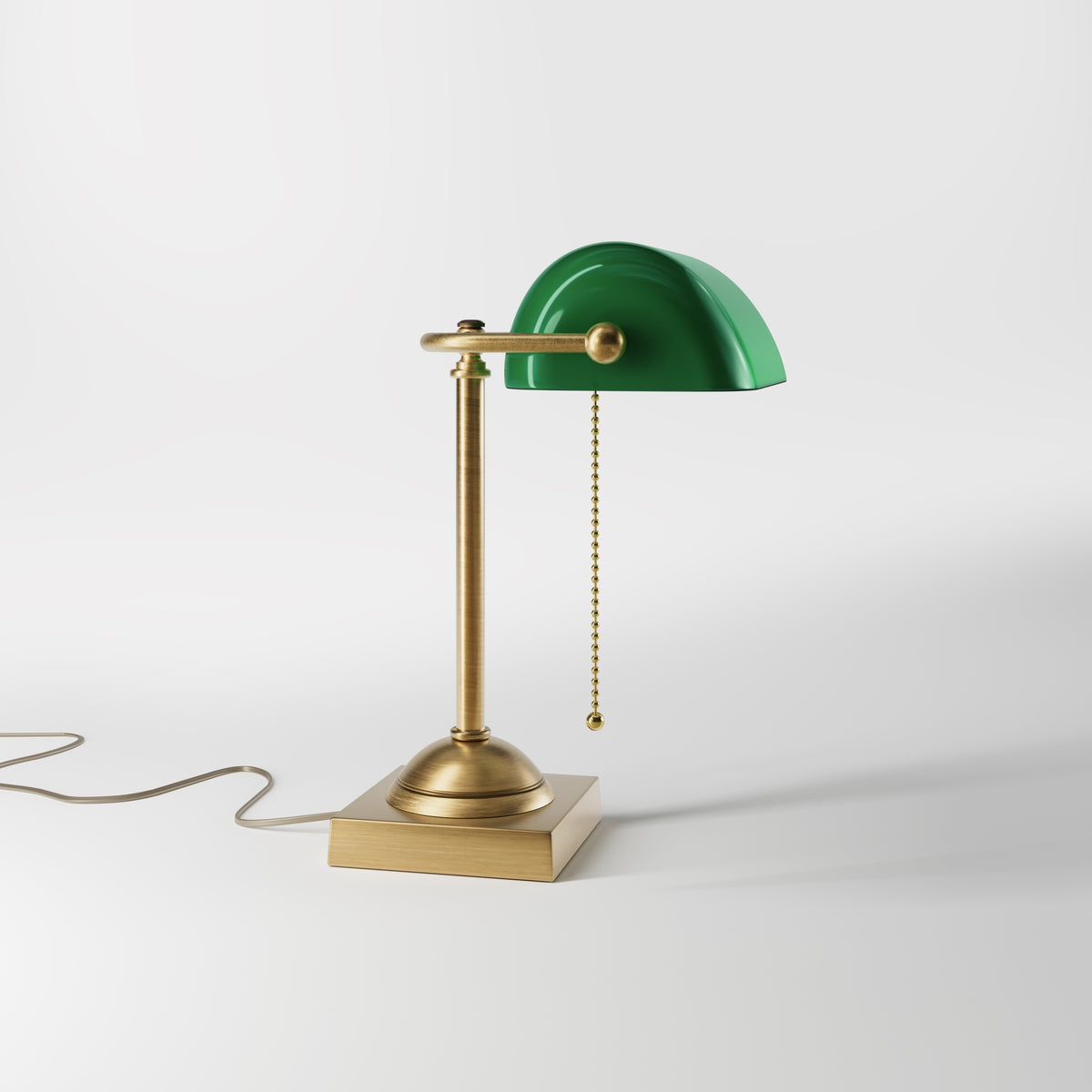 Vintage Brass Banker’s Lamp With Green Shade - OBS Bronze Satin Brass