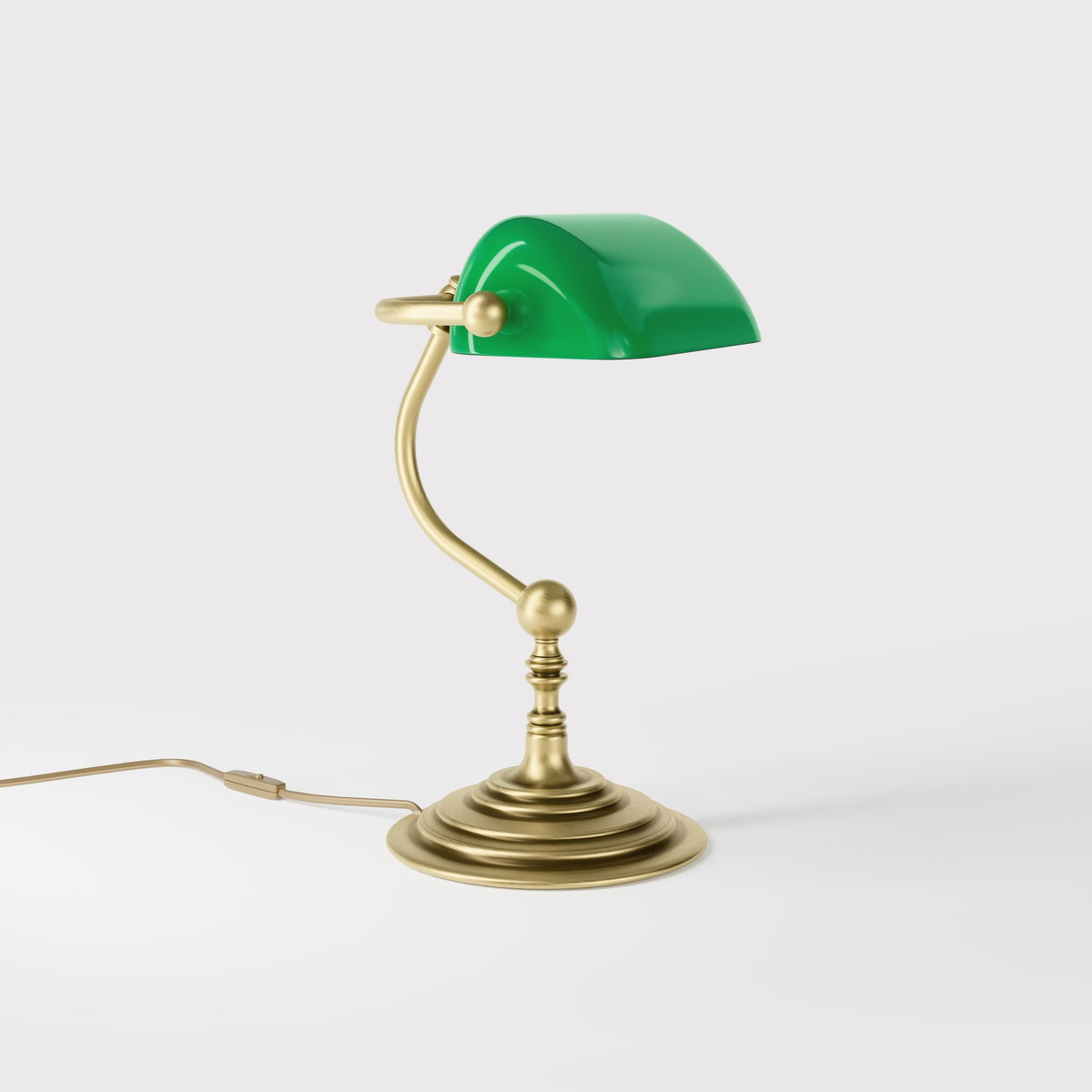 Small Green Banker's Desk Lamp Classic Style - OBV Bronze Satin Light Brass