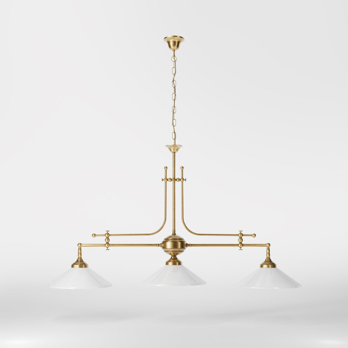 Brass Chandelier with Three Lights Billiard Style - OBS Bronze Satin Brass