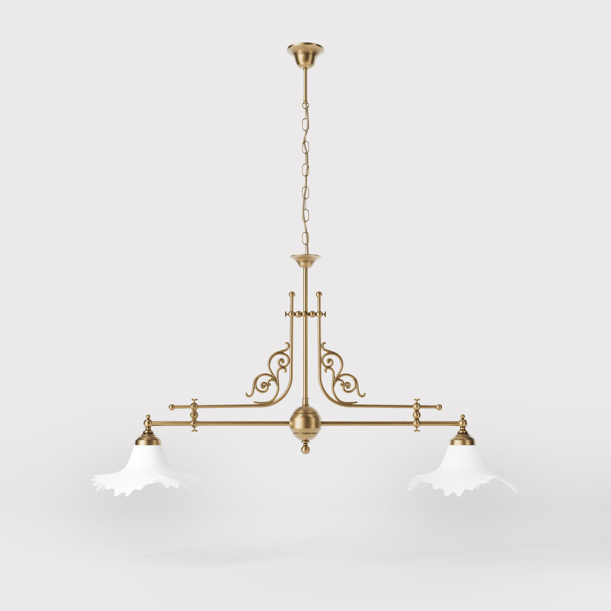 Classic Brass Chandelier with Wavy Glass Shades - OBS Bronze Satin Brass