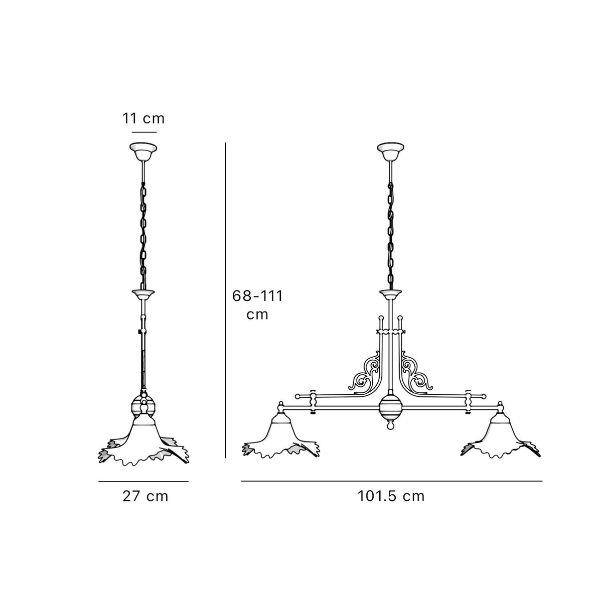 Classic brass chandelier with white satin glass shades by Ghidini 1849