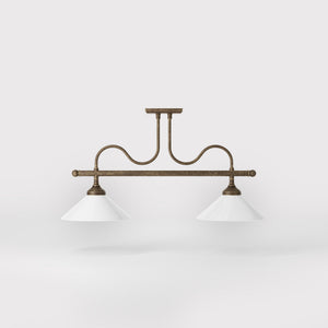 Brass ceiling lamp with conical white glass shades by Ghidini 1849 - Finish: OAS Antique Brass