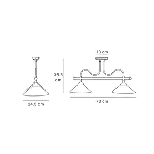 Brass ceiling lamp with conical white glass shades by Ghidini 1849