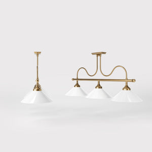 Brass ceiling lamp with three white glass shades by Ghidini 1849 - Finish: OBS Bronze Satin Brass