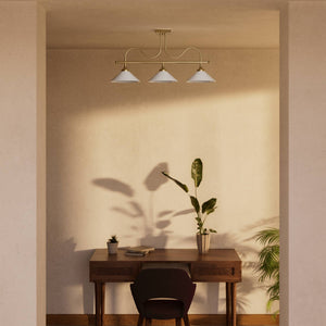Brass ceiling lamp with three white glass shades by Ghidini 1849 - Finish: OBS Bronze Satin Brass
