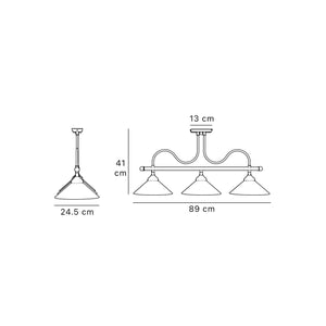 Brass ceiling lamp with three white glass shades by Ghidini 1849