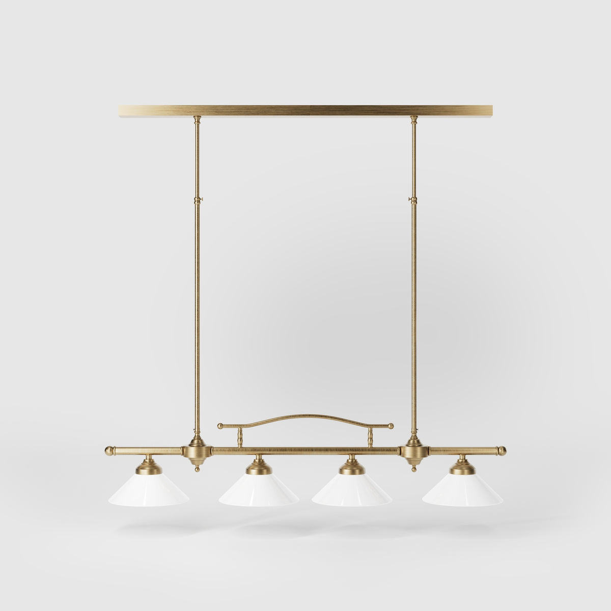 Pendant Light Linear 4-Light Sofia with White Glass - OBS Bronze Satin Brass