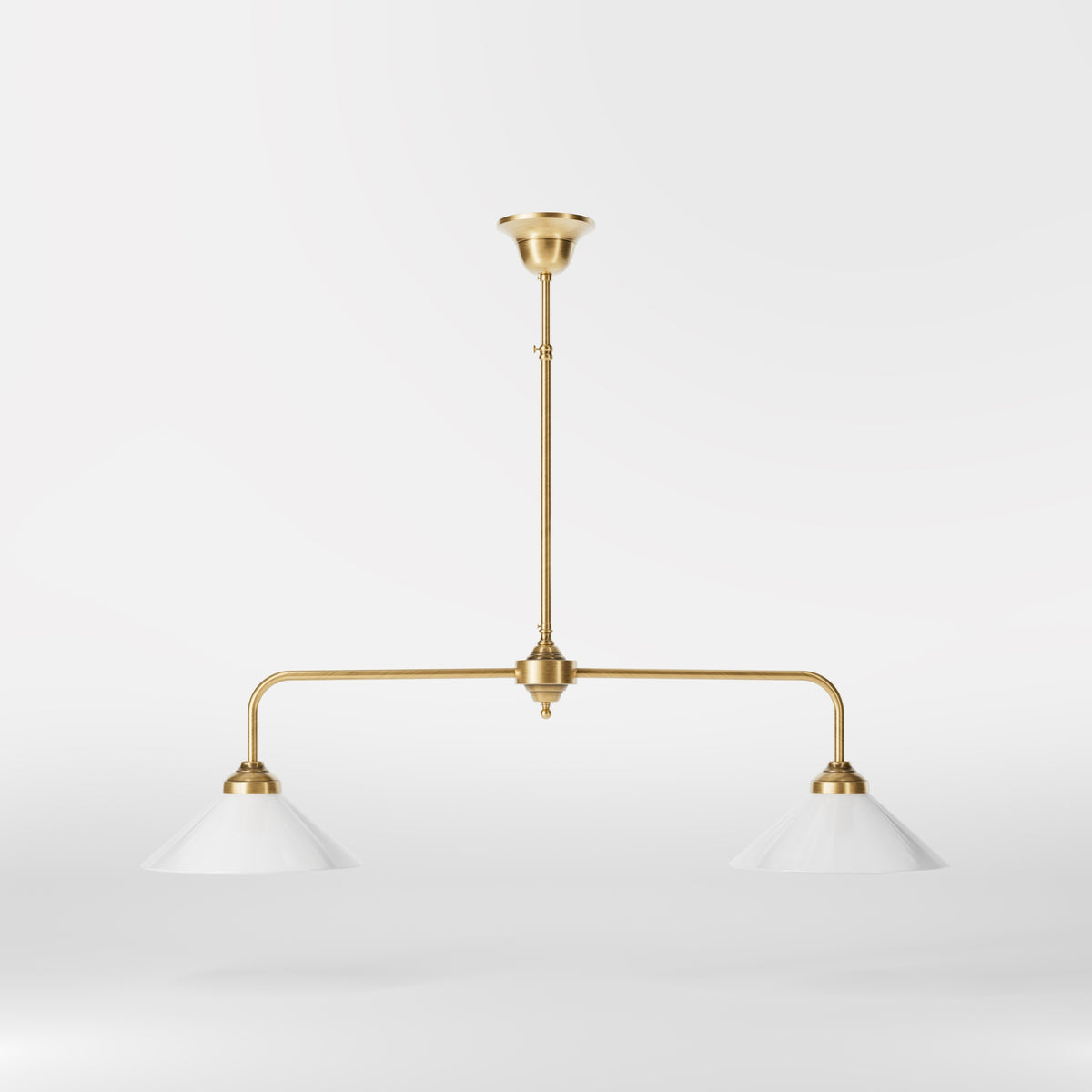Brass Chandelier With Two Cone Shades - OBS Bronze Satin Brass