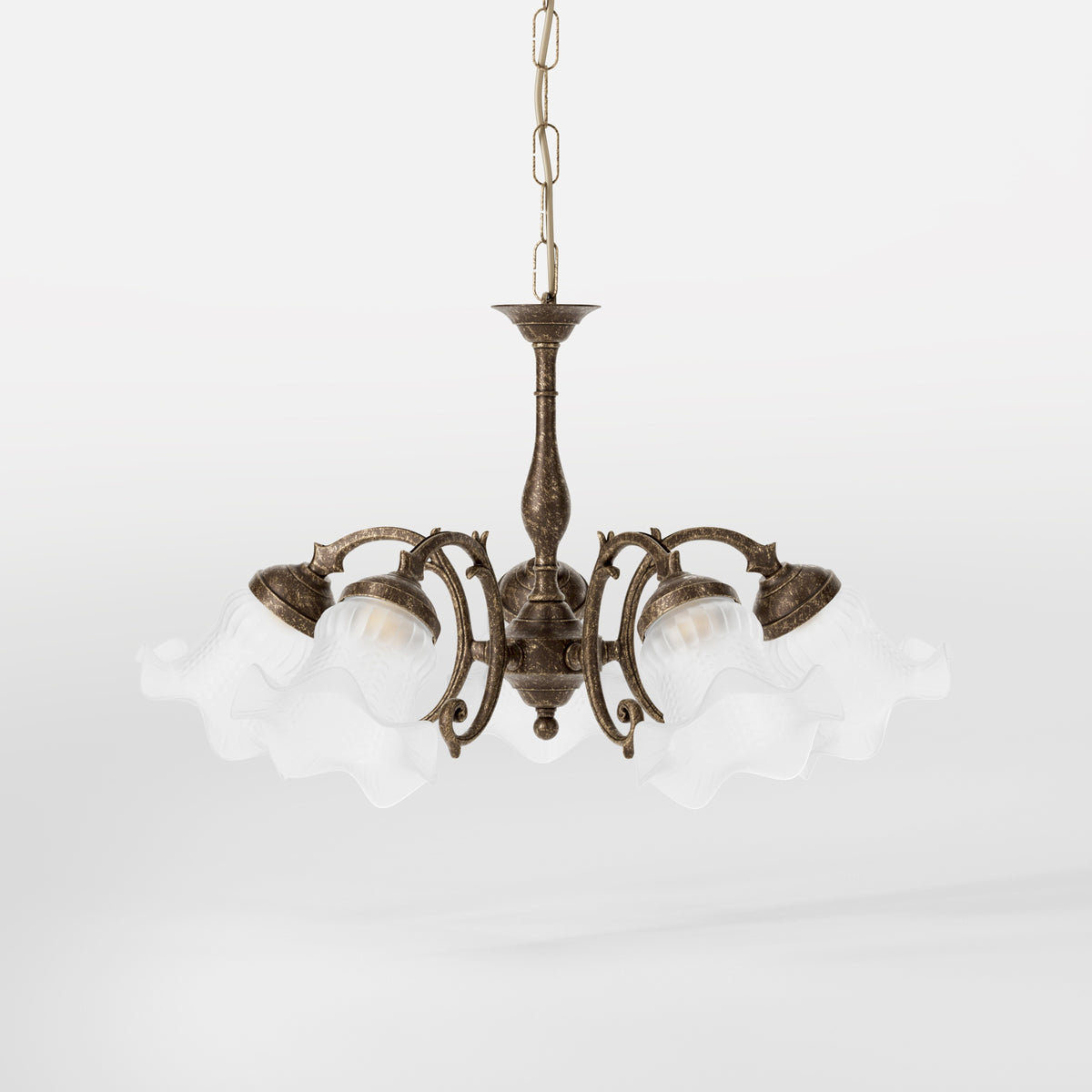 Chandelier Florale en Laiton Ricciolo - OAS Laiton Antique