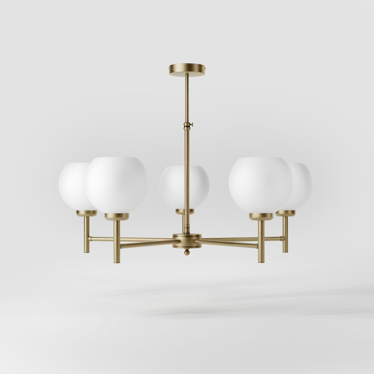 Lustre en Laiton avec Globes en Verre Opale - OBV Bronze Laiton Clair Satiné