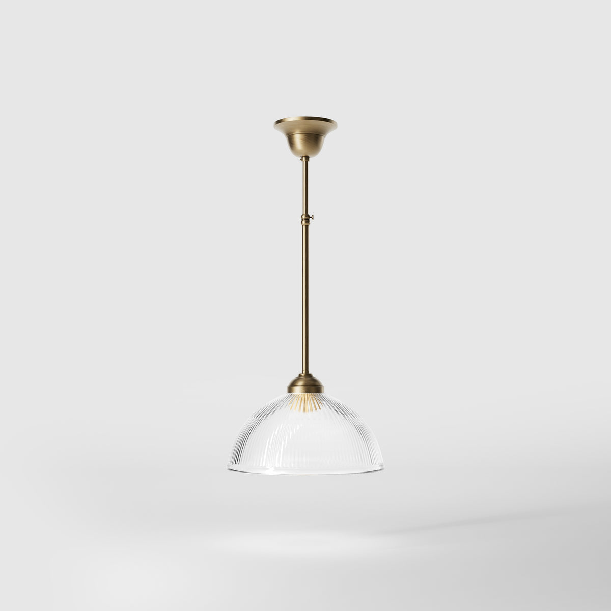 Lampada a Sospensione Ottone Vetro Rigato Elide - OBS Bronzo Satinato
