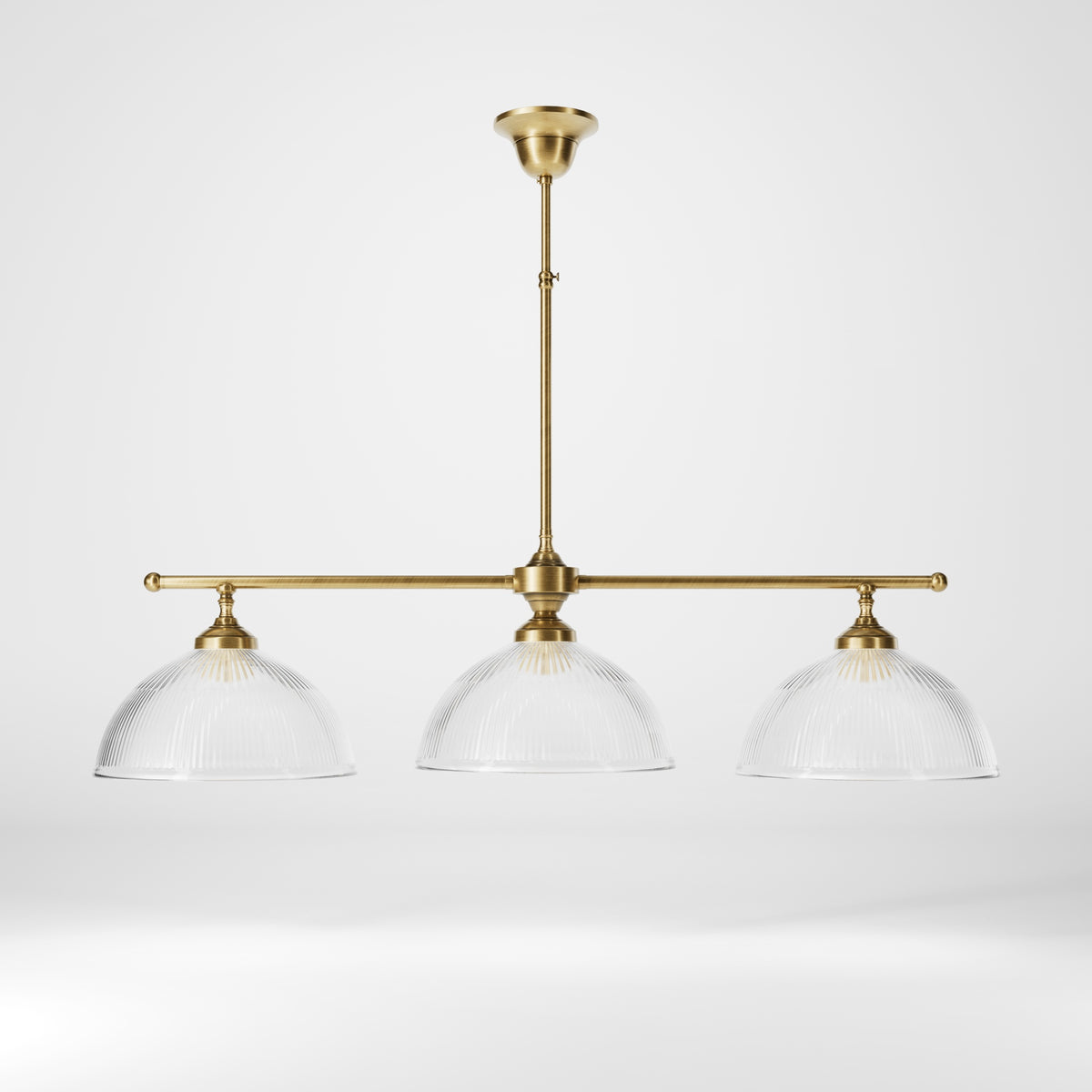 Brass Chandelier With Ribbed Glass Shades - OBS Bronze Satin Brass