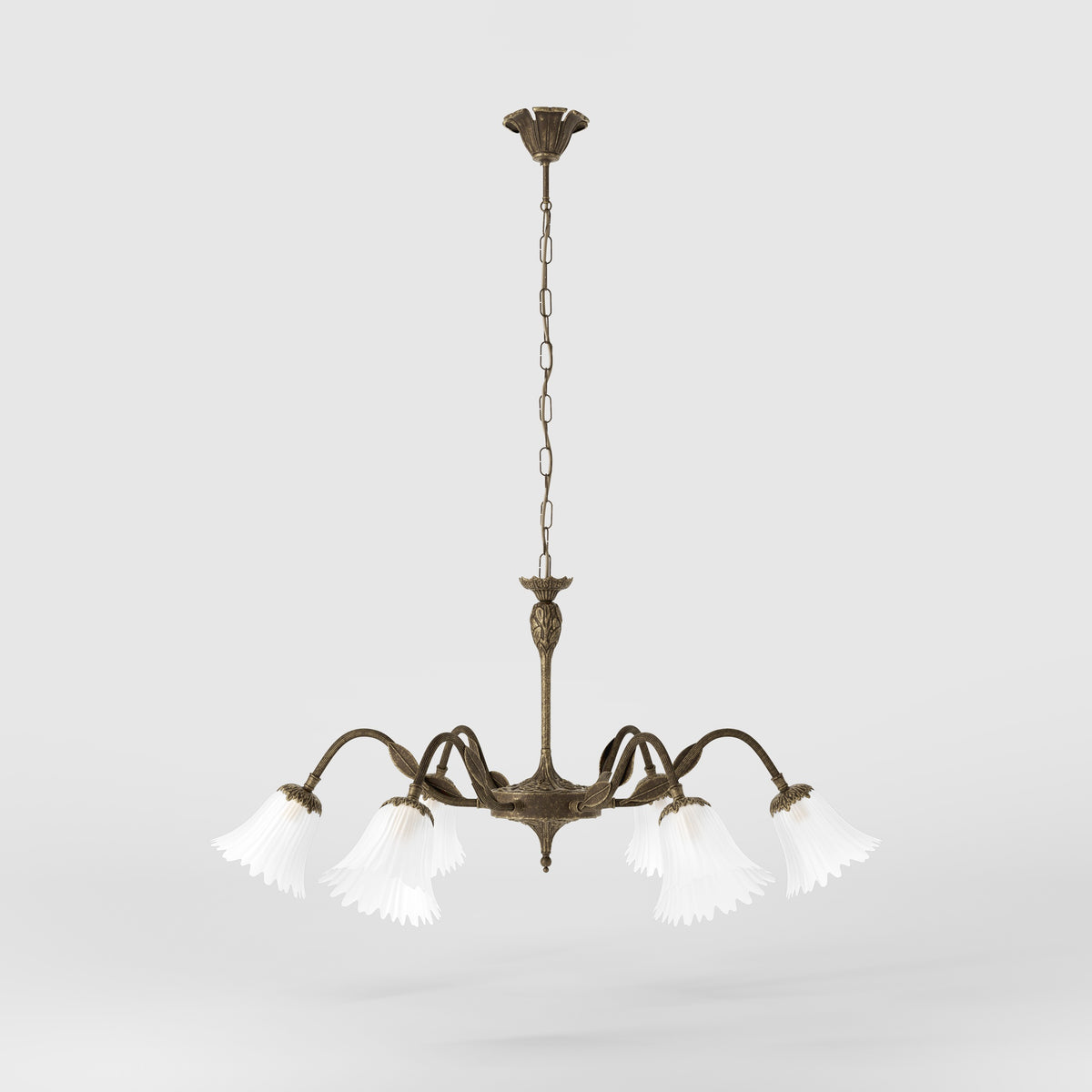 Lampadario Classico in Ottone e Vetro Satinato Dalida - OAS Ottone Anticato