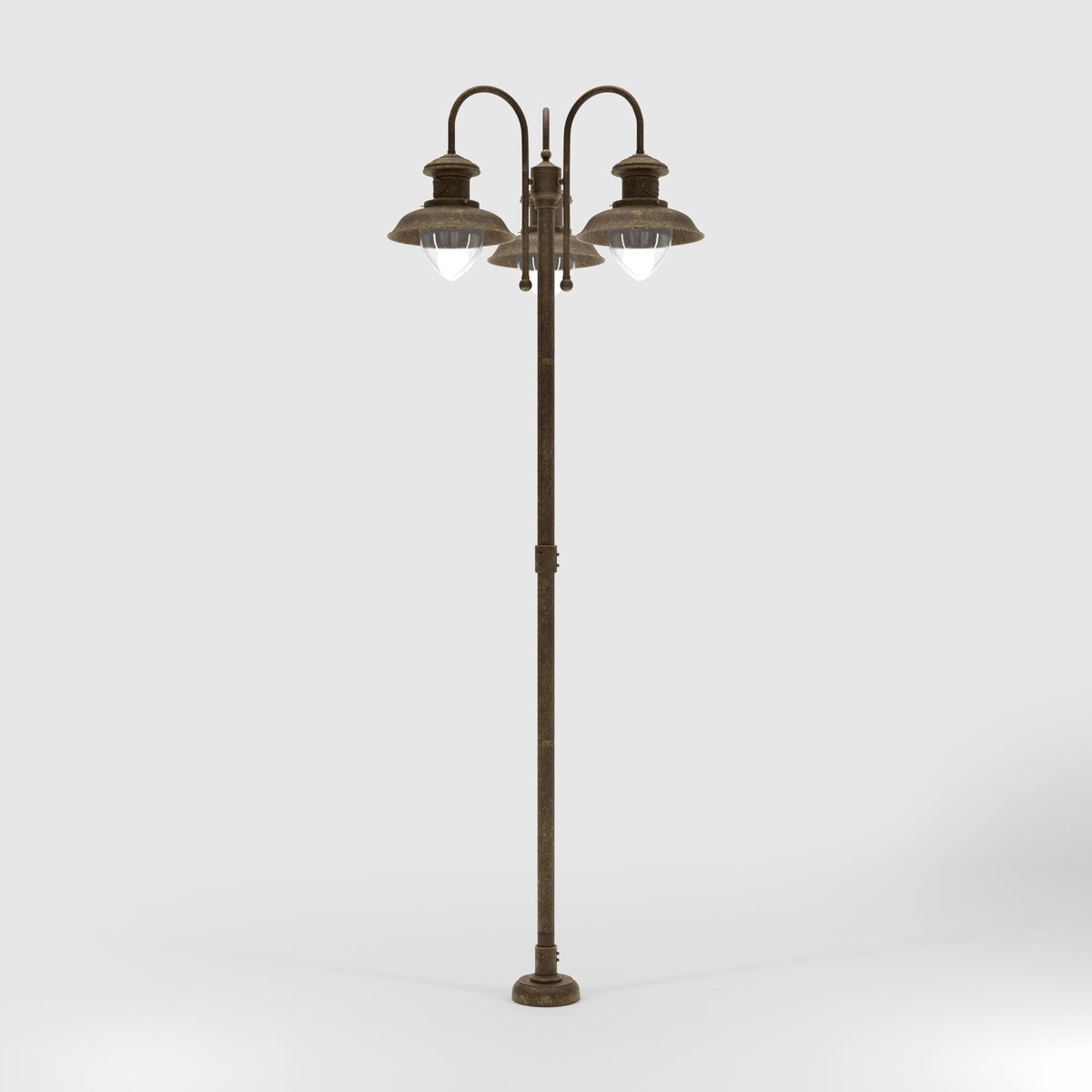 Triple Teardrop Glass Post Lamp with Decorative Pole Amalfi - OAS Antique Brass