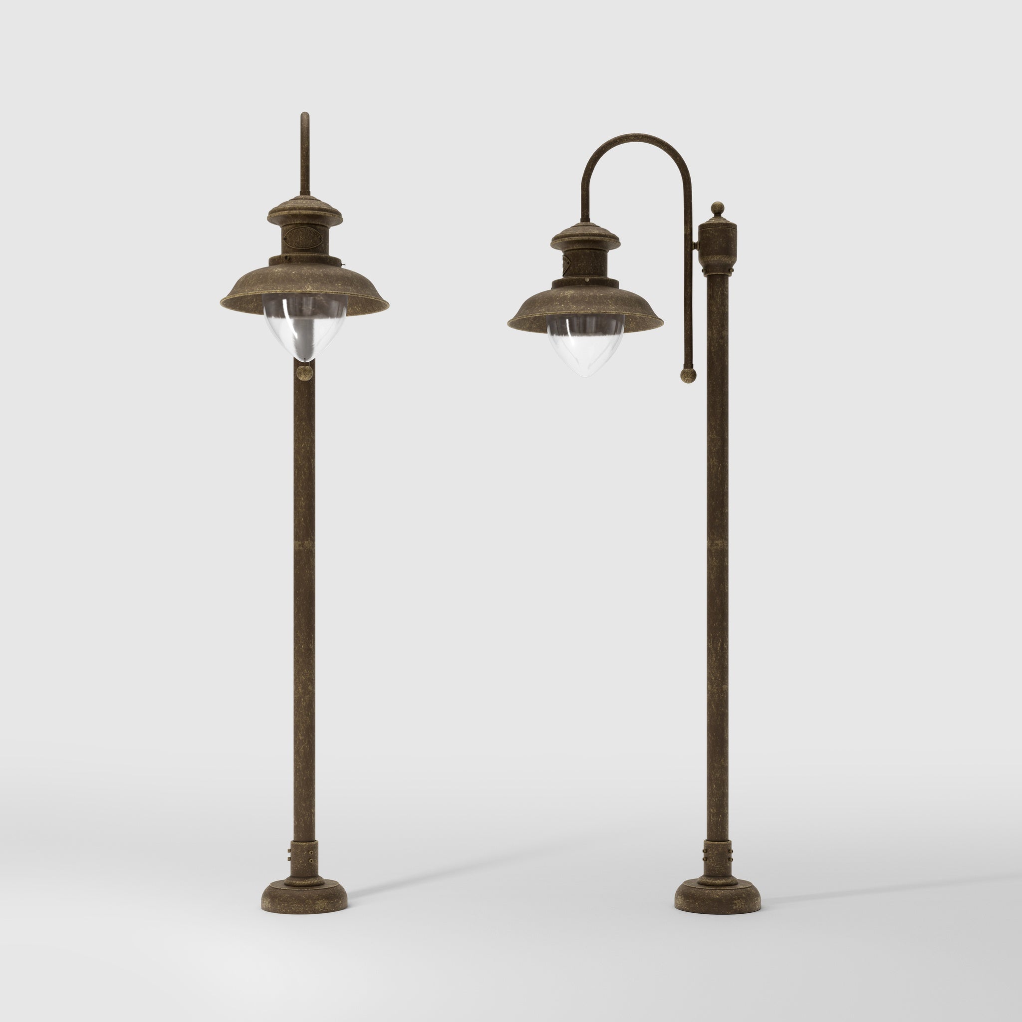 Complete outdoor post lamp with pinecone-shaped glass diffuser and brass structure from the Amalfi collection by Ghidini 1849 - Finish: OAS Antique Brass
