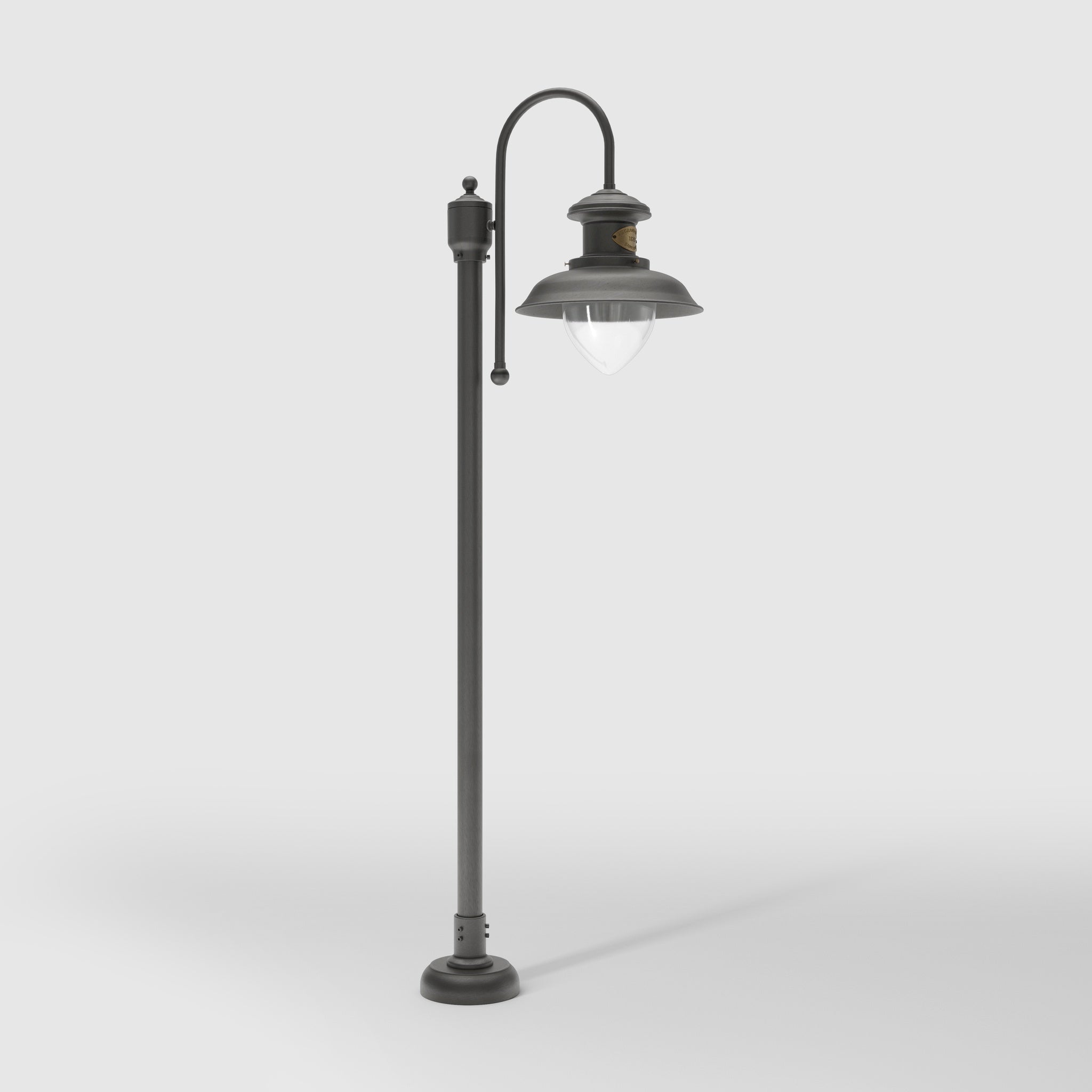 Complete outdoor post lamp with pinecone-shaped glass diffuser and brass structure from the Amalfi collection by Ghidini 1849 - Finish: OBR Dark Bronze