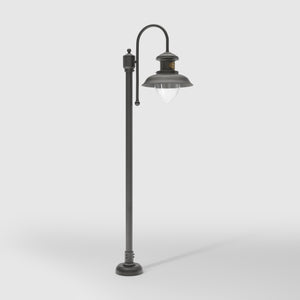 Complete outdoor post lamp with pinecone-shaped glass diffuser and brass structure from the Amalfi collection by Ghidini 1849 - Finish: OBR Dark Bronze