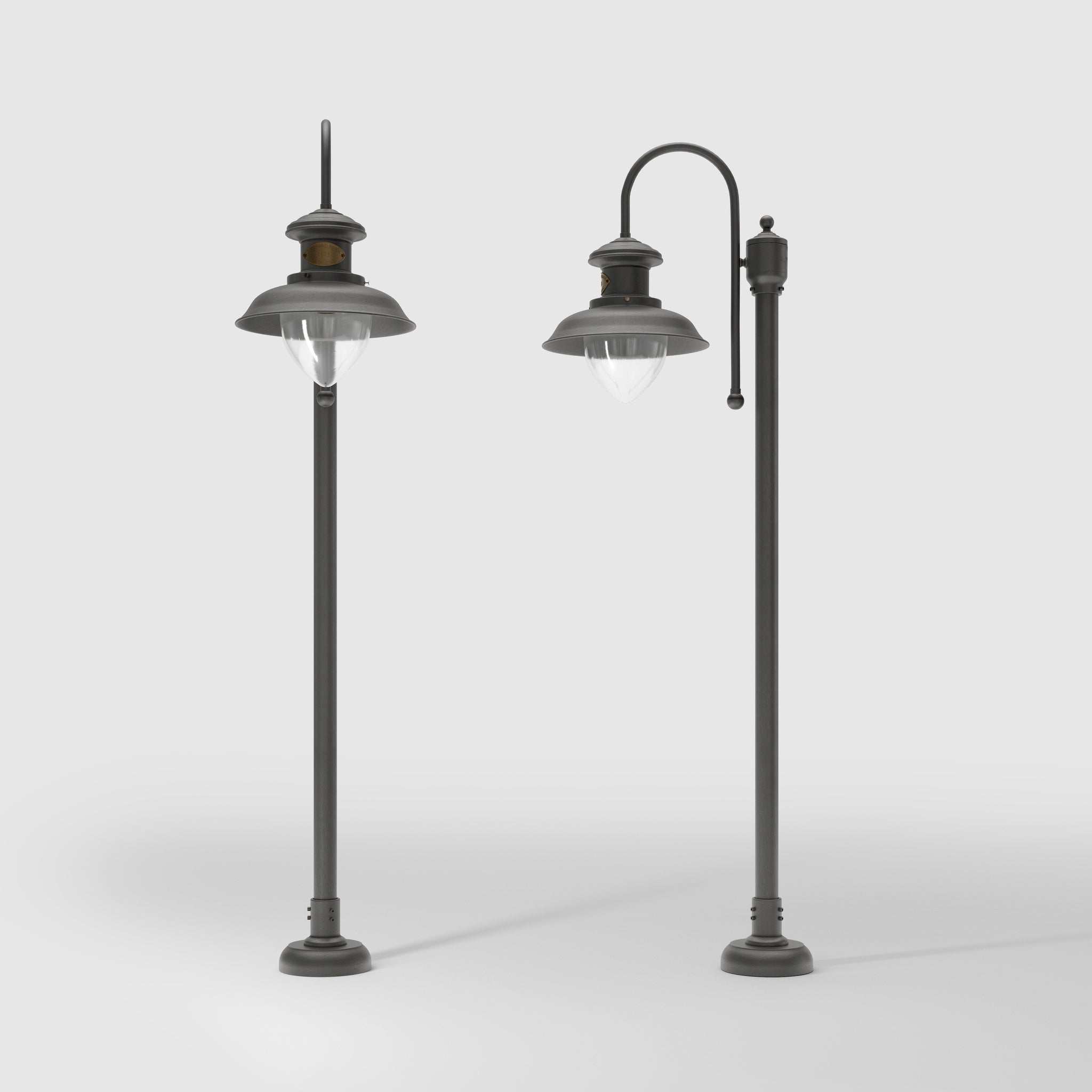 Complete outdoor post lamp with pinecone-shaped glass diffuser and brass structure from the Amalfi collection by Ghidini 1849 - Finish: OBR Dark Bronze