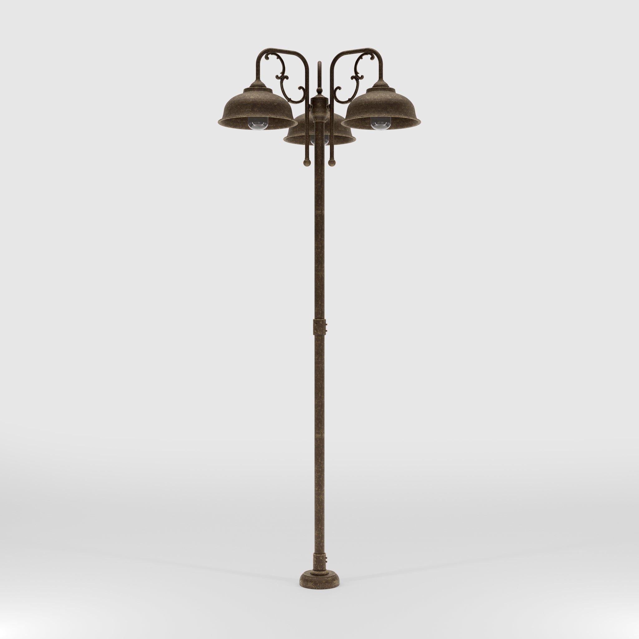Classic brass and glass garden lamp with three decorative arms, outdoor lighting by Ghidini 1849 - Finish: OAS Antique Brass