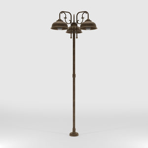 Classic brass and glass garden lamp with three decorative arms, outdoor lighting by Ghidini 1849 - Finish: OAS Antique Brass