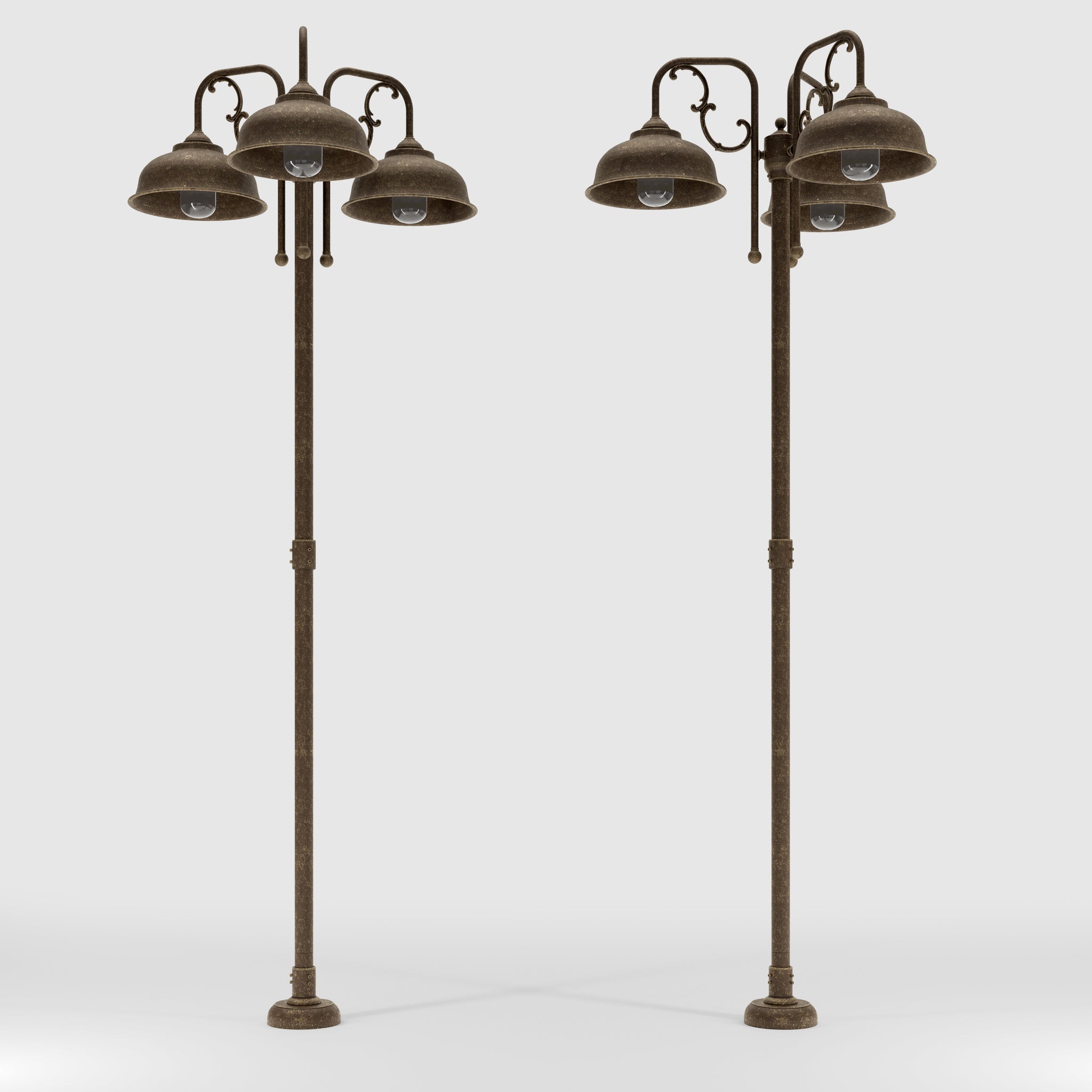 Classic brass and glass garden lamp with three decorative arms, outdoor lighting by Ghidini 1849 - Finish: OAS Antique Brass