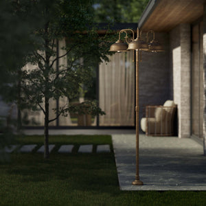Classic brass and glass garden lamp with three decorative arms, outdoor lighting by Ghidini 1849 - Finish: OAS Antique Brass
