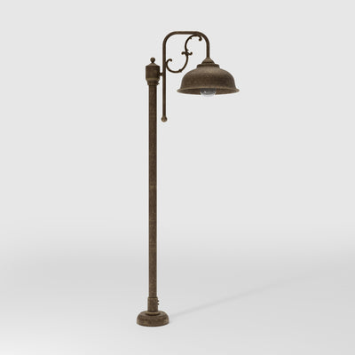 Classic brass and glass garden lamp with decorative curved arm, outdoor lighting by Ghidini 1849 - Finish: OAS Antique Brass