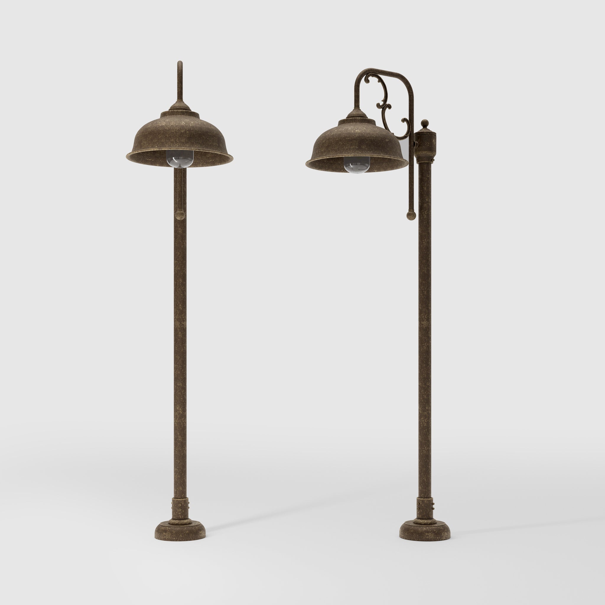 Classic brass and glass garden lamp with decorative curved arm, outdoor lighting by Ghidini 1849 - Finish: OAS Antique Brass